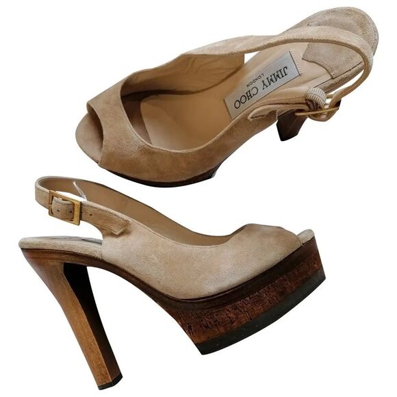 Jimmy Choo Biege suede sandal/heels - Picture 3 of 10